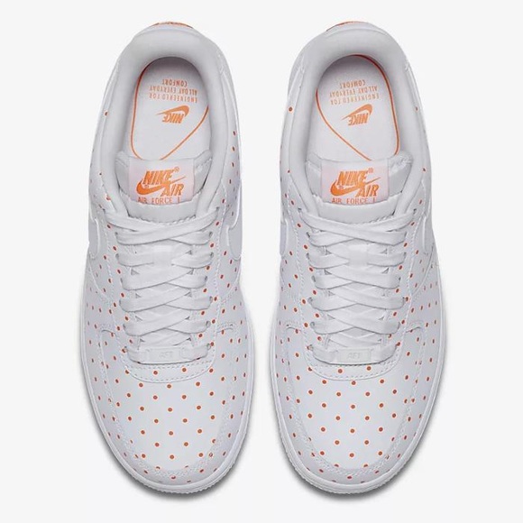 orange polka dot air force ones